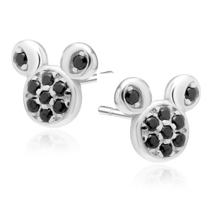 Cercei argint Mickey Mouse cu pietre negre DiAmanti Z1653ER_B-DIA (Argint 925‰ 1,2 g.)
